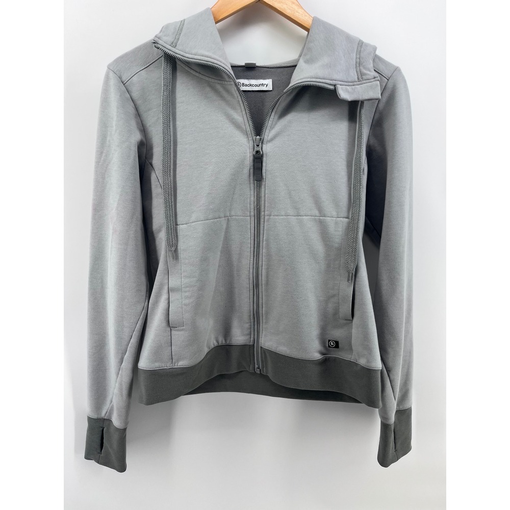 Backcountry Women Grey Full Zip Hoodie Sweatshirt Thumbholes Size S‎